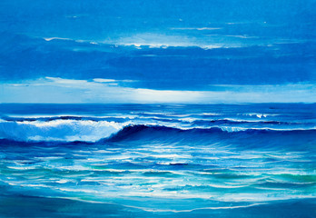 big crashing wave, painting seascape