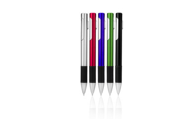 set of pens in a white background