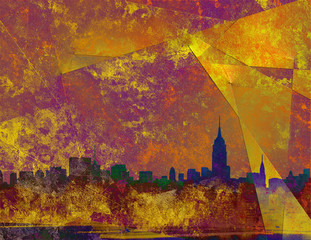 Fototapeta na wymiar Manhattan skyline. Digital abstract in vivid colors