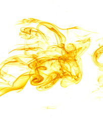 Yellow smoke on white background
