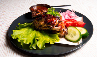 meat chicken dish on a plate for the menu