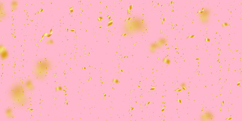 Streamers and confetti. Gold tinsel and foil ribbo