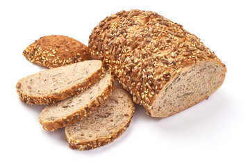 Fresh grain bread, isolated on white background