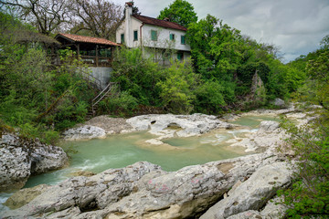 Fototapeta na wymiar Stone house in traditional Kotli village, Istra