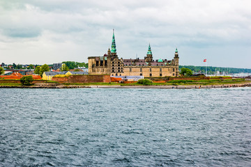 Waterfront view of Kronborg Castle in Elsinore, Denmark