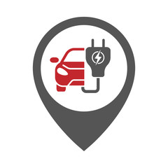 Car charging station geo point. Electric car icon vector sign traffic symbol vehicle technology automobile. EPS 10