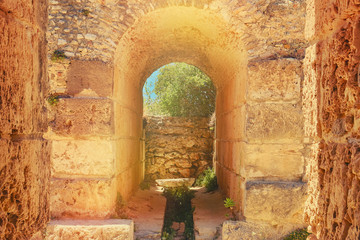 Drainage channel to the sea in Anthony terms. Excavation of the ruins of Thermae in Carthage, building of ancient Rome