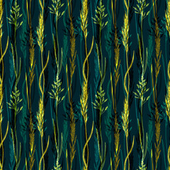 Wildflowers seamless pattern background. Vector print design. Nature background with wild flowers pattern.