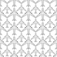 Airplane vector pattern. Linear airplane background.