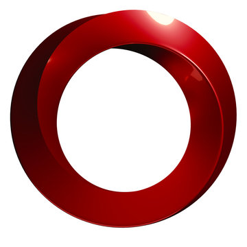 3D rendering of a Moebius ring in metallic red