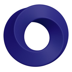 3D rendering of a Moebius ring in blue