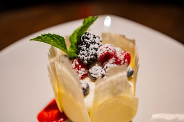 Close up shot of delicious Japanese style dessert