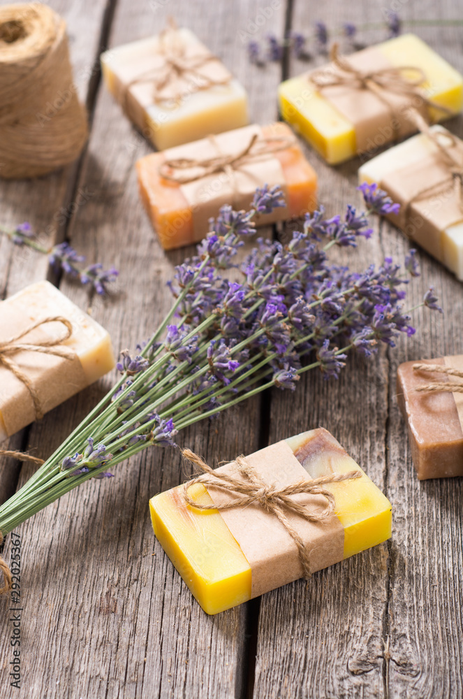 Sticker handmade natural soap with lavander