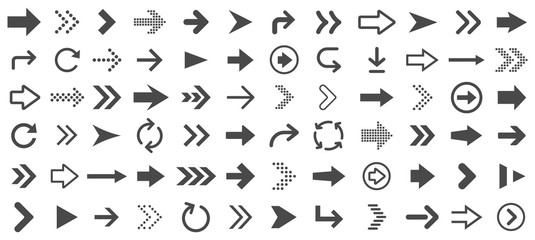 Arrow different icons set. Vector illustration