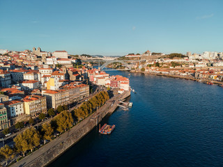 Fototapeta na wymiar Aerial View of Porto Oporto City And Douro River Portugal