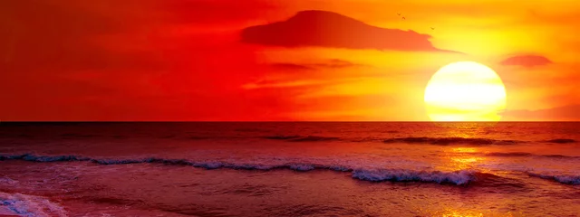 Poster Im Rahmen Fantastischer Sonnenuntergang über dem Meer © Serghei V