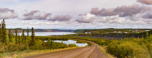 Dempster Highway at Tsiigehtchic Mackenzie River NWT Canada