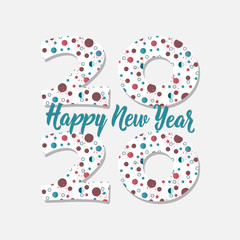 Congratulation card. Happy New Year 2020. Vector illustration. Lettering. Ink illustration. Triangular