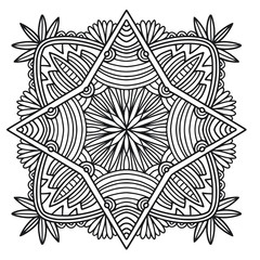 Ornamental Mandala. Tattoo art design. Linear ornament pattern. Coloring book page. Tattoo mandala print.