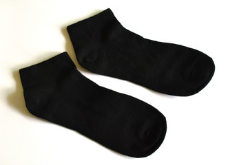 black socks on a white background