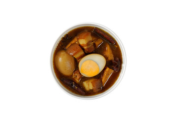 Egg and Pork in Sweet Brown Sauce (Kai Pa Lo) isolated on white background