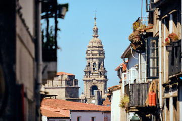 View Of The Cathedral Of Santiago De Compostela In Spain - obrazy, fototapety, plakaty