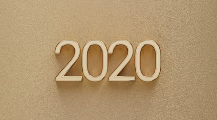 2020 golden glossy bold letters background 3d-illustration