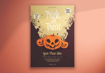 Halloween Flyer Layout with Illustrative Pumpkins