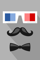 Abstract male face, retro fashion, with 3D glasses