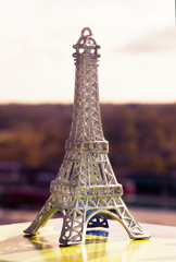 Toy eiffel tower. Dream of travel