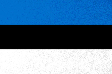 Estonian flag with tricolor blue black white stripes.