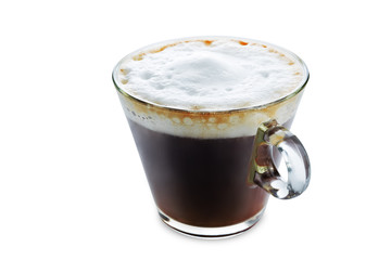 Coffee drink in glass on a white isolated background