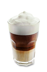 Coffee drink in glass on a white isolated background