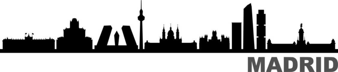 Madrid City Skyline Vector Silhouette