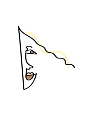 Abstract face one line drawing. Portrait minimalistic style. Fine one line drawing abstract face. One line drawing abstract faces. Modern continuous line art