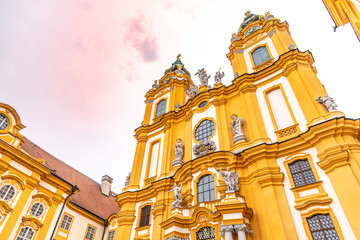 Melk Abbey Church. Main portal with two towers. Melk, Austria