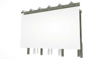 Blank billboard at white background. 3d illustration