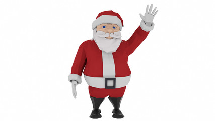 Santa smiling and waving isolated on white background. 3d illustration