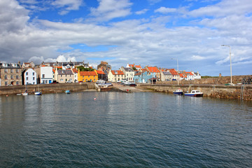 Saint Monans harbour in a summer sunny afternoon