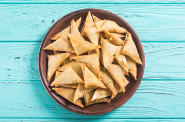 Traditional asian vegetarian food samosa