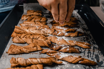 Making puff yeast dough with your hands - homemade sweet pastries