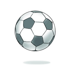 Hand drawn football ball, sketch style. Isolated white background.