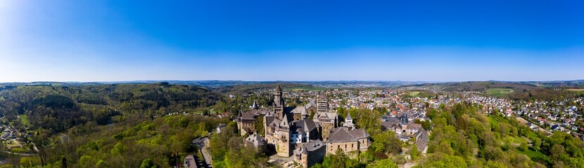 Braunfels Castle, with Hubertus Tower, New Keep, Georgen Tower and Alter Stock, Braunfels, Hesse, Germany,