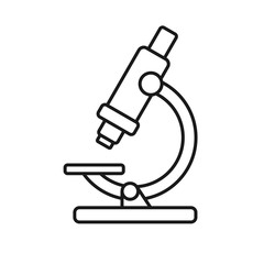 Obraz na płótnie Canvas Icon of microscope is isolated on white background. Vector illustration in outline style