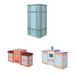 Vector design of city and build icon. Set of city and apartment vector icon for stock.