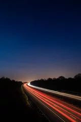 Washable wall murals Highway at night Traffic light trails highway at night