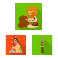 Vector design of evolution and prehistory icon. Set of evolution and development stock vector illustration.