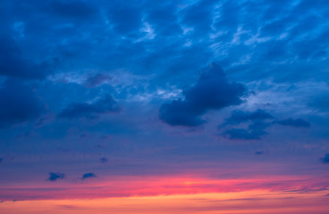 Naklejka na ściany i meble Sunset in the form of three colors of the sky: orange, purple, magenta.