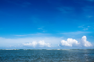 Caribbean sea and clouds sky. Travel background.