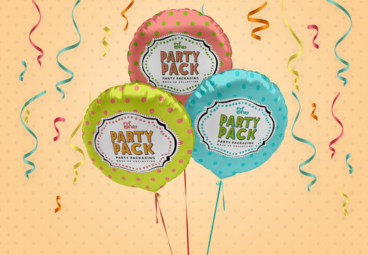 Round Foil Balloons Mockup